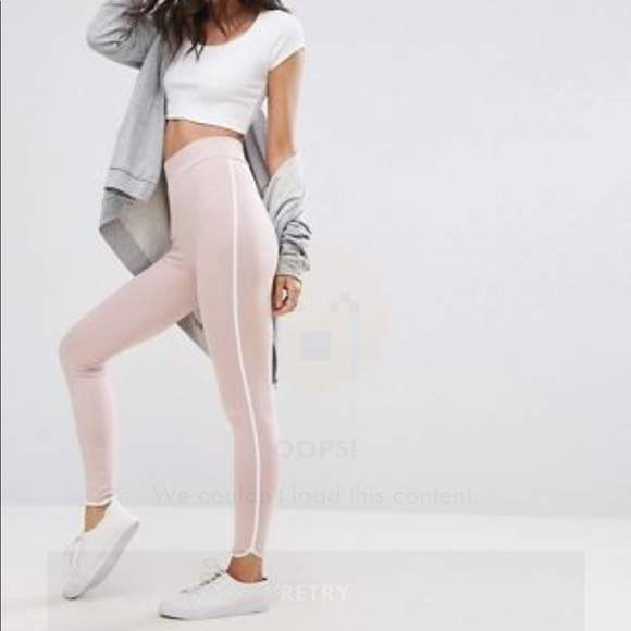 ASOS Pants - Blush pink leggings with white piping stripe